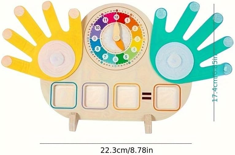 Capstro Wooden Math Learning Toy Set for Kids | Counting, Arithmetic & Early Number Skills | Hands-On Montessori-Style Educational Board for Preschool Learning – Teaching Clock & Finger Counting Board - Image 2